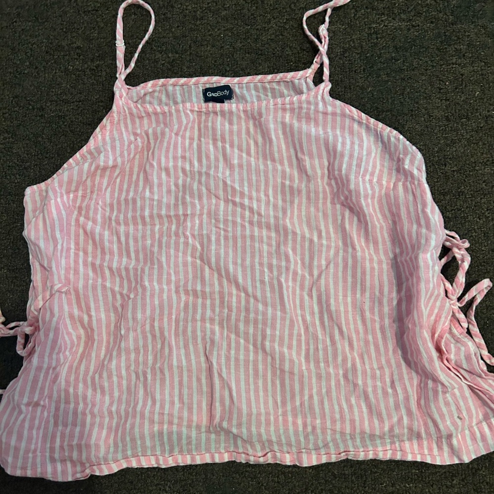 GAP Pink white Striped Women's bow babydoll Top